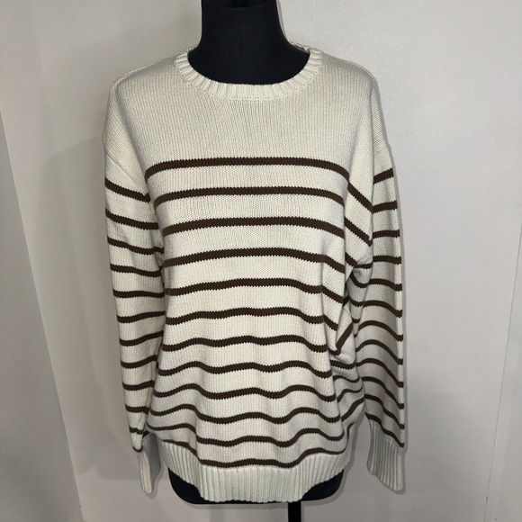 Brandy Melville Sweaters - Brandy Melville Women's Brianna‎ Thin Stripe Cotton Sweater LB3 Ivory Size
